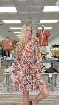Golden Harvest Sunflower Belted Midi Dress with Pockets