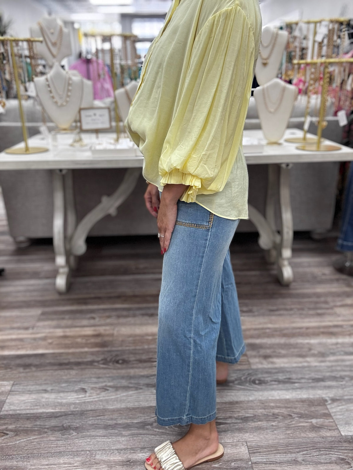 Harbor Stitch Wide Leg Denim Pants