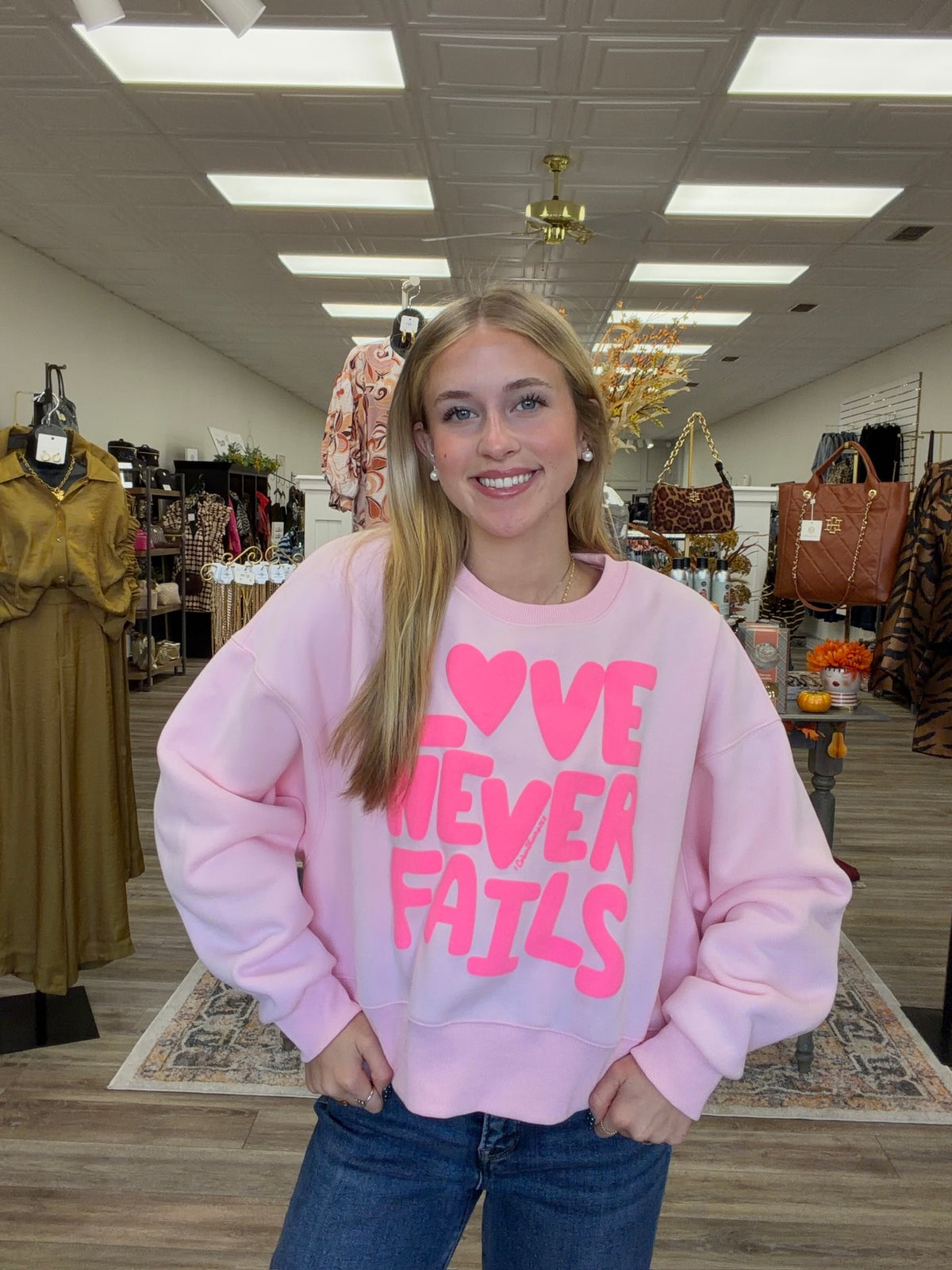 The Lover Never Fails Sweatshirt - Hot Pink Soft Long Sleeve - Poppy & Pine
