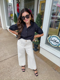The Karen pants - striped front pockets wide leg pants - Eesome