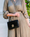 Bryn Crossbody Clutch Black Patent - Caroline Hill