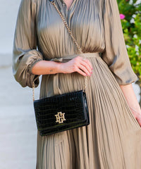 Bryn Crossbody Clutch Black Patent - Caroline Hill