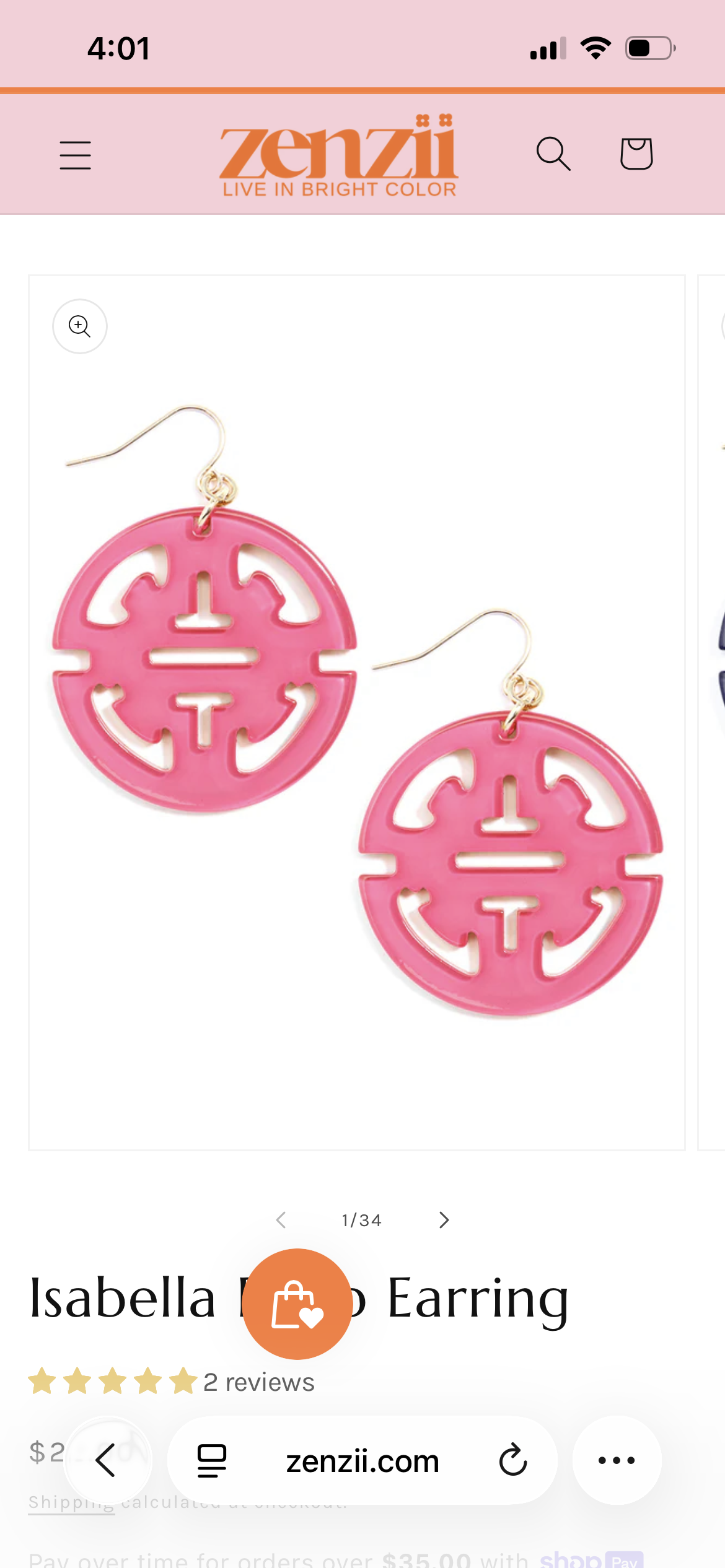 ZenzII - Isabella Drop Earring - Pink