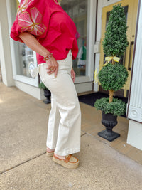 High Rise-crop wide pants