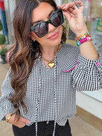 The Izzie top - white and black Gigham top - Jodifl