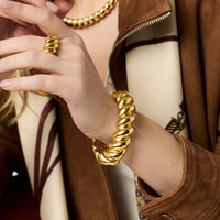 Julie Vos - Ravello Statement Hinge Bangle - Gold - Medium