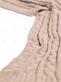 Braided Cable Knit Luxury Soft Throw Blanket - Beige
