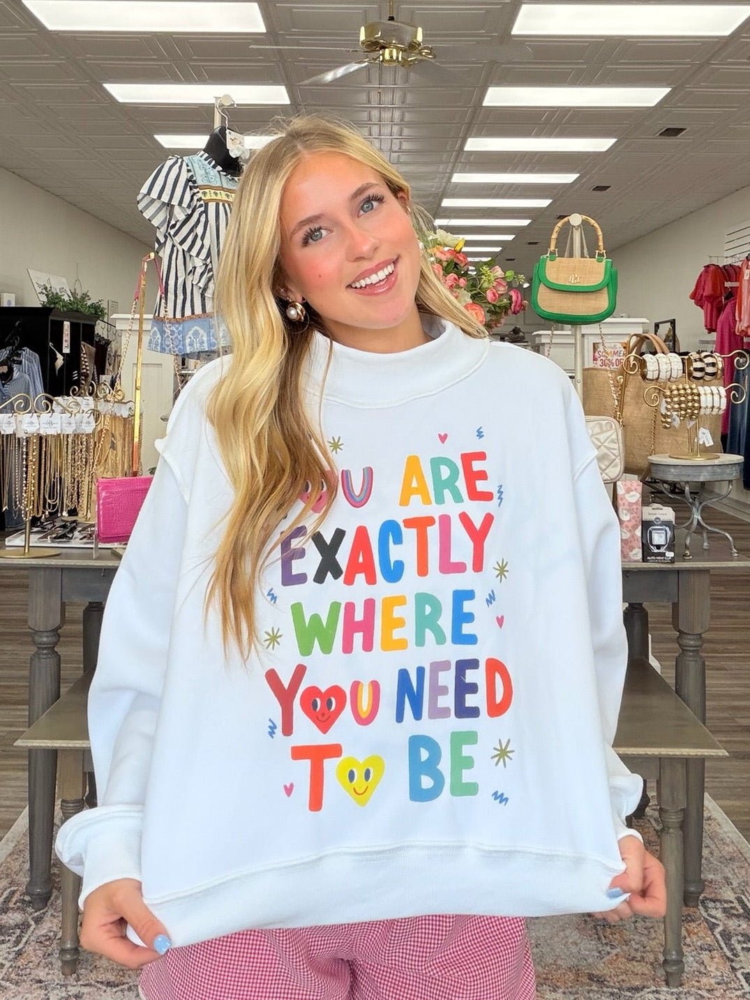 Right Where You Belong Inspirational Cropped Graphic Sweatshirt – Reversible-Life is Good