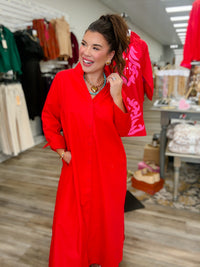 The Harper Dress - Red Sihouette lightweight Loose - Entro