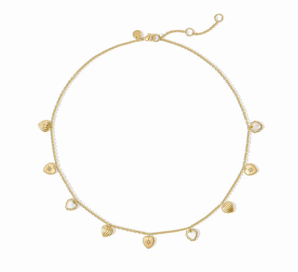 Julie Vos - Heart Delicate Charm Necklace - Gold - Mother of Pearl