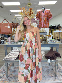 The Blair Fall Dress - Floral Autumn Print Front Detailing