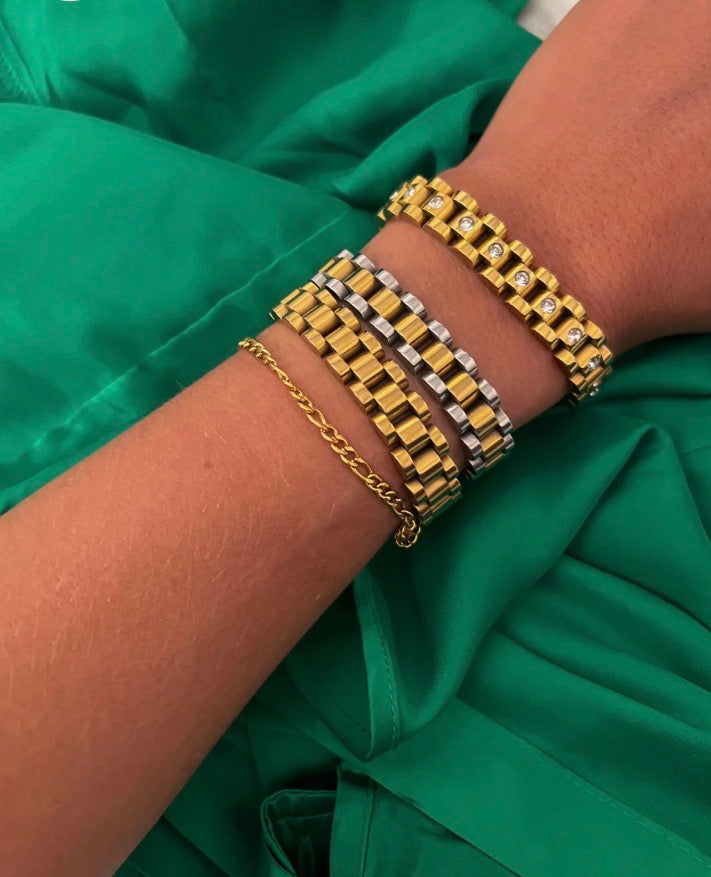 TWO TONED WATCH BAND BRACELET - CHANSUTTPEARLS