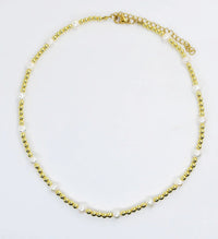 Gold Beaded and Pearls Necklace