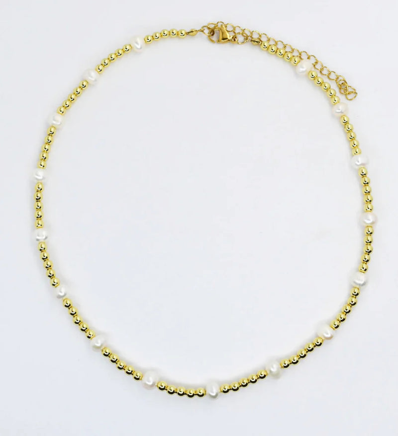 Gold Beaded and Pearls Necklace