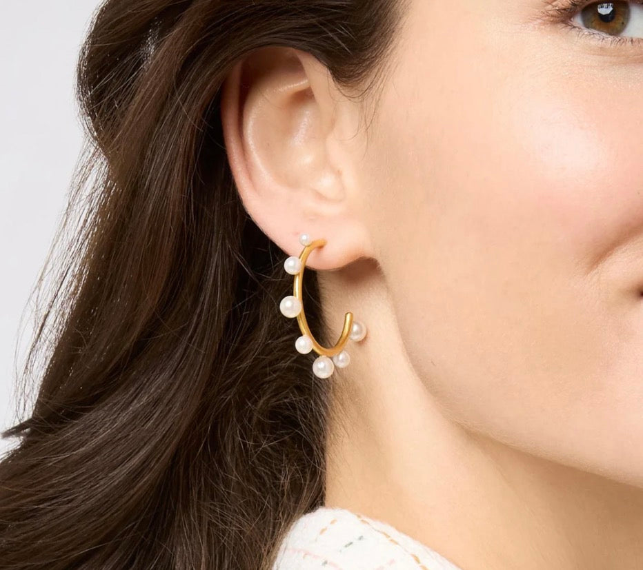 Julie Vos - Hydra Stone Hoop - Gold - Pearl - Medium
