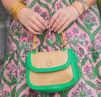 Caroline Hill - Jessica Handbag Natural Kelly Green