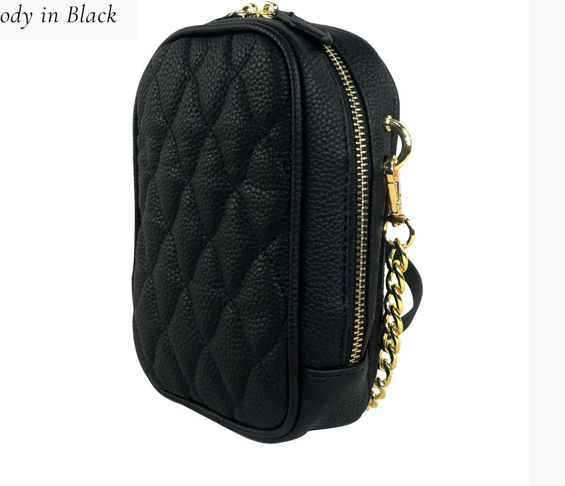 Natalie Wood Grace Quilted Crossbody in Black