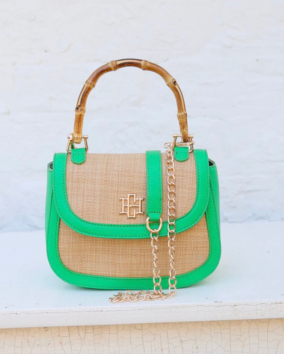 Caroline Hill - Jessica Handbag Natural Kelly Green