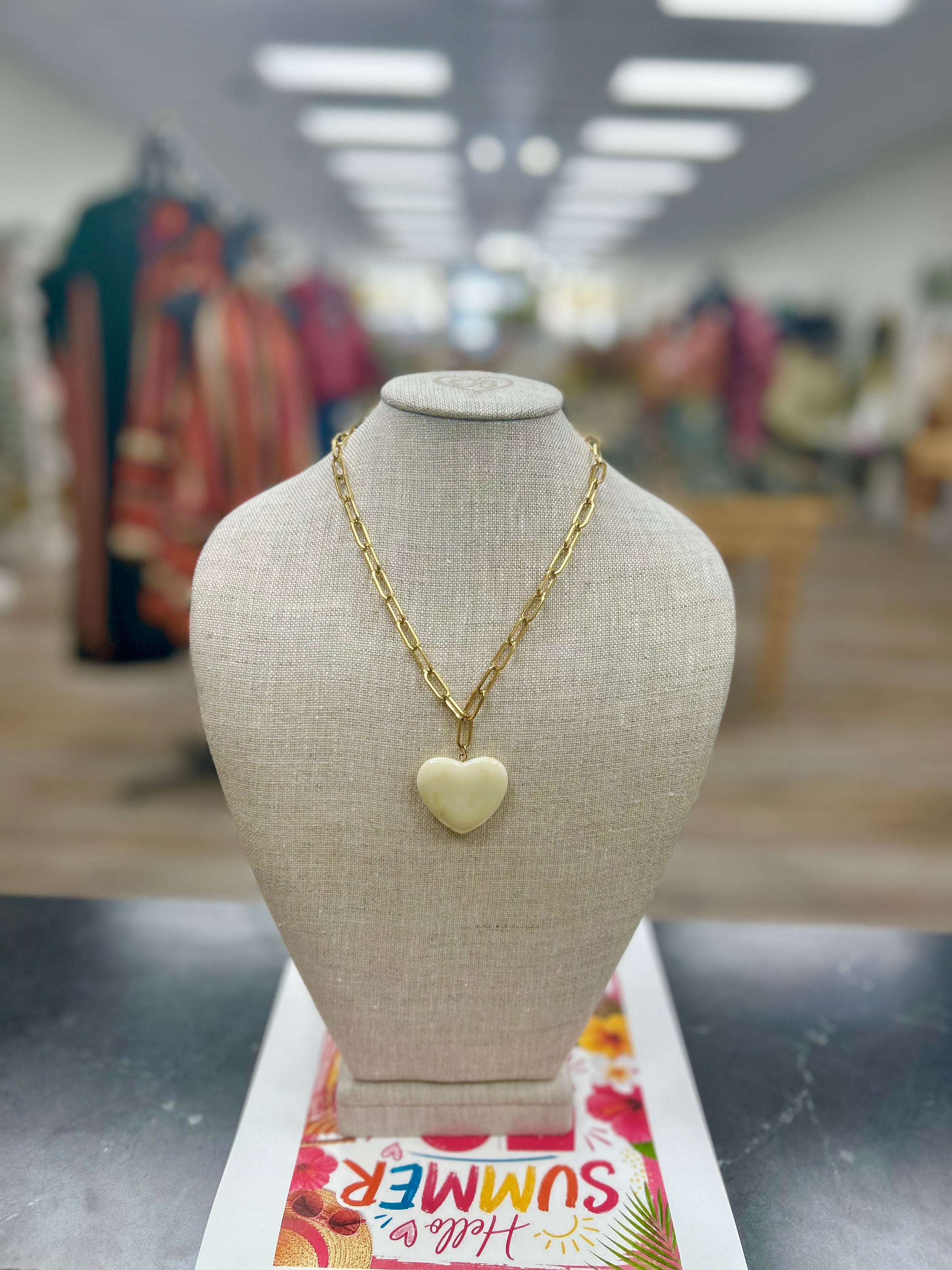 Cream Heart Necklace