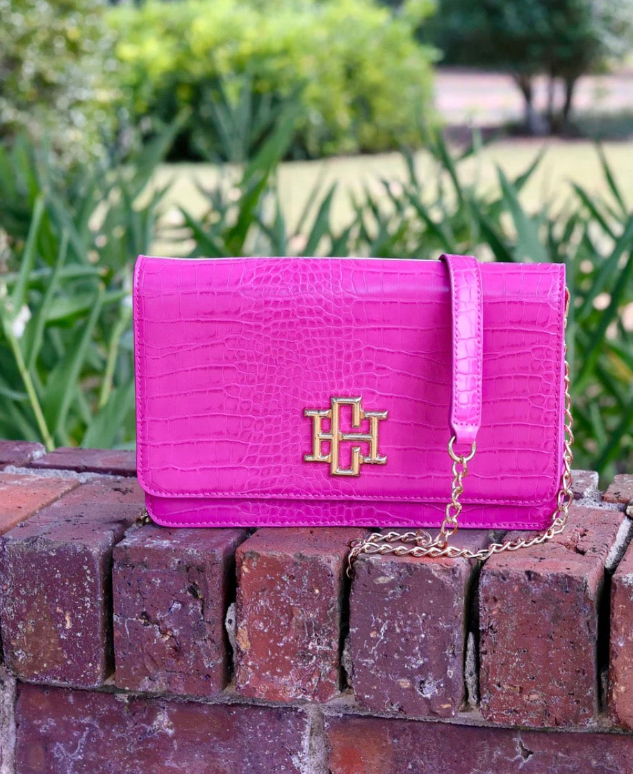 Caroline Hill - Bryn Crossbody Clutch Hot Pink