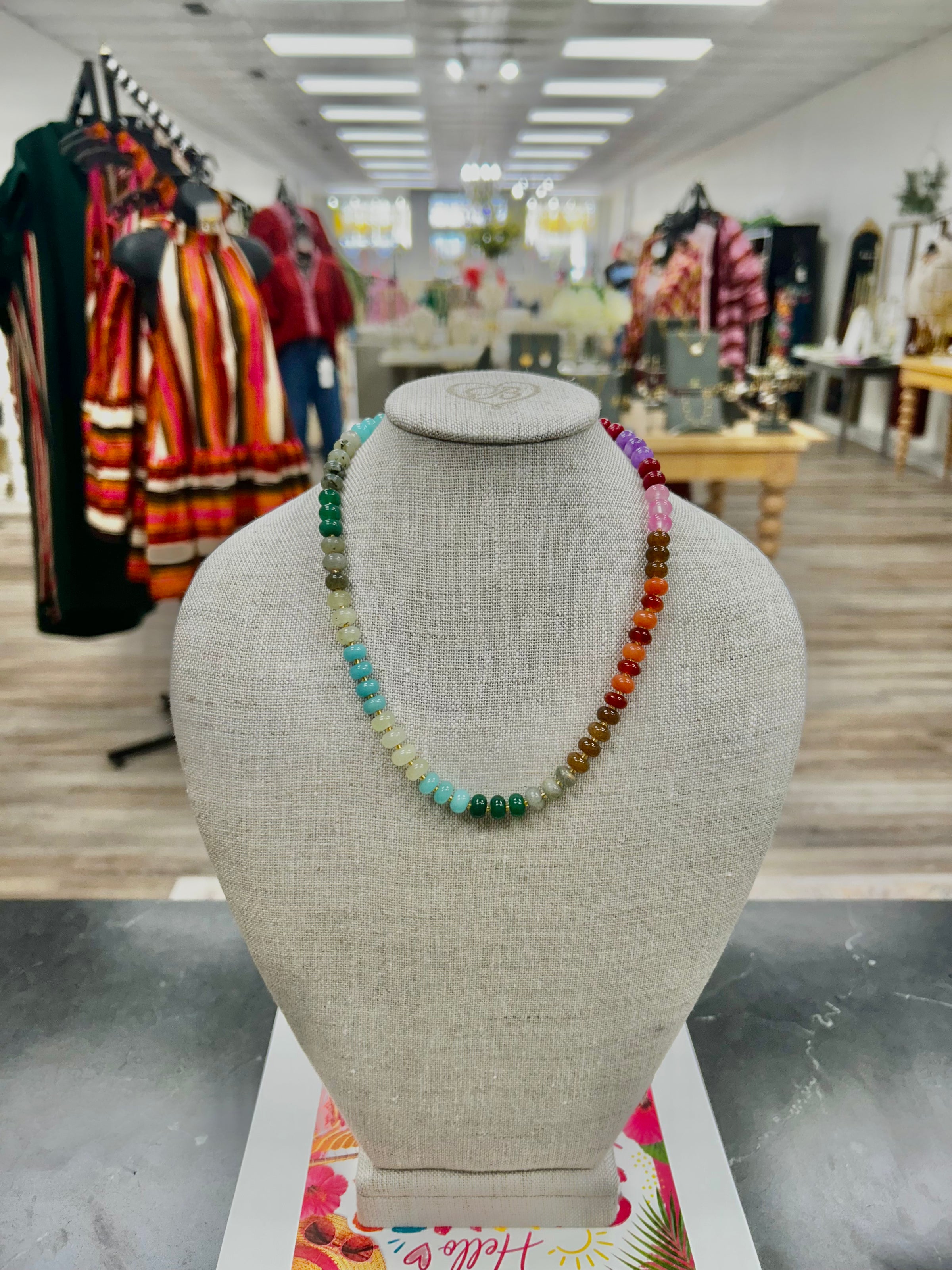 Caroline colorful gemstone beaded necklace