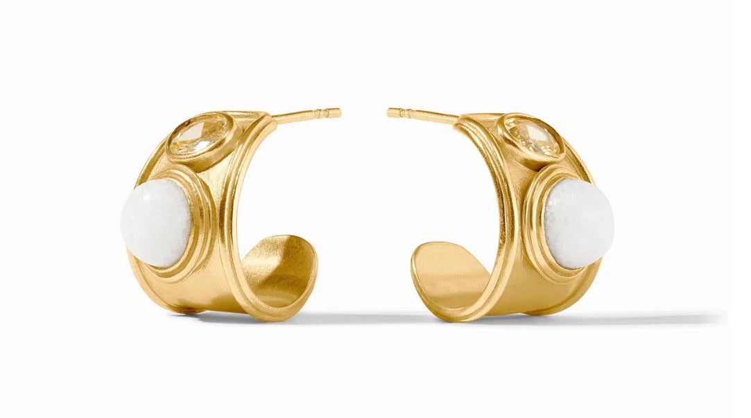Julie Vos - Portofino Stone Hoop - White Jade