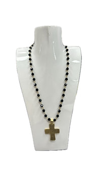 Weisinger Design chunky cross with black accent beads