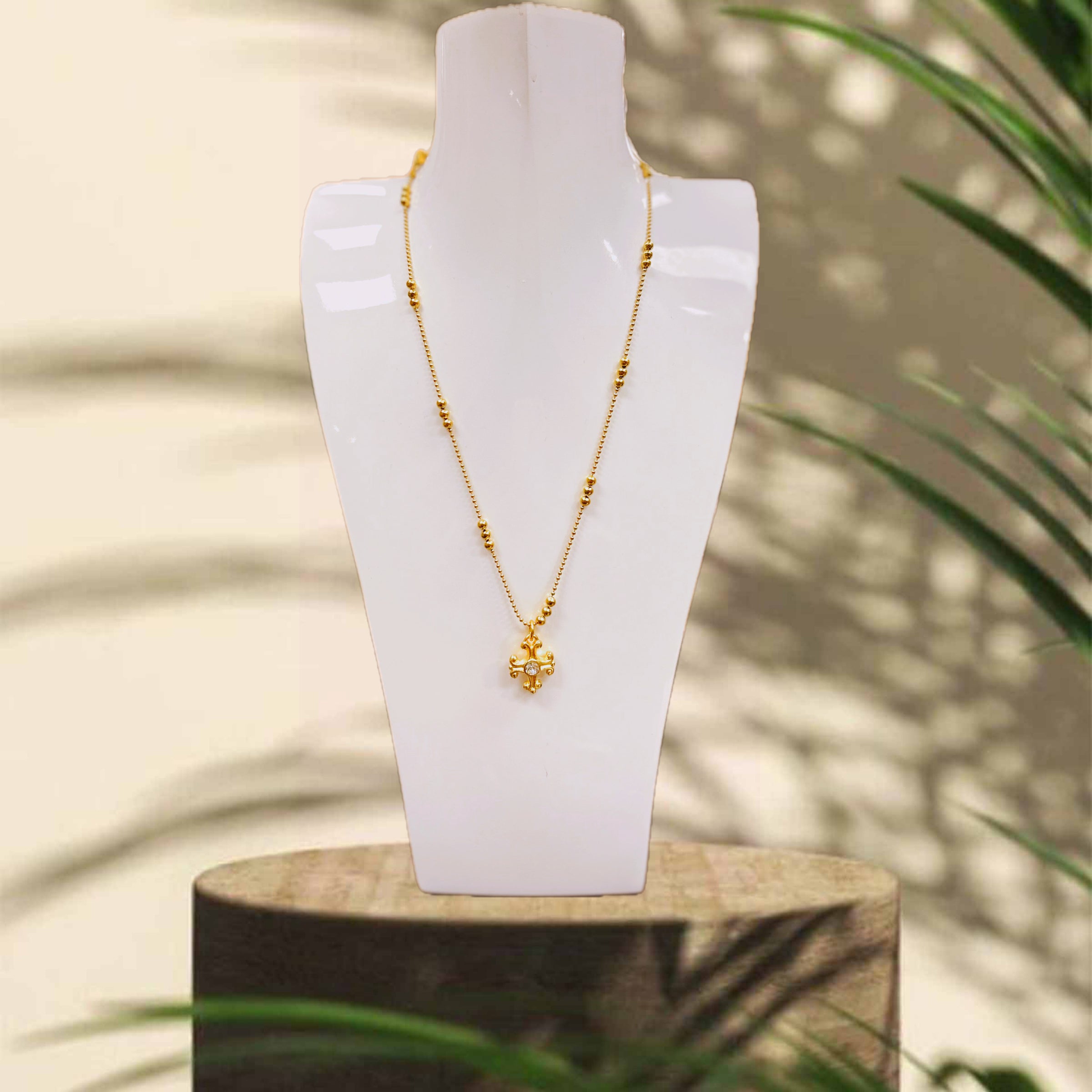 Weisinger Designs 16”-18” small chunky cross with CZ accent