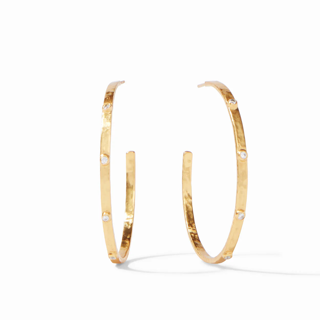 Julie Vos - Crescent Stone Hoop - Cubic Zirconia - Gold - XL hoop