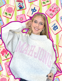 ‘MAHJONG’ applique patch mock neck sweatshirt