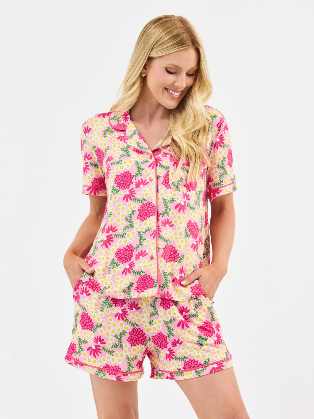 Women's Charlotte Shorts Pajama Set | Daisy Chain Pink – SoShee Boutique