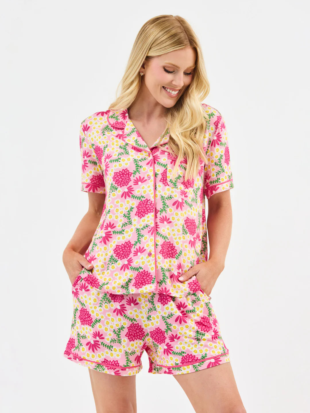 Women's Charlotte Shorts Pajama Set | Daisy Chain Pink