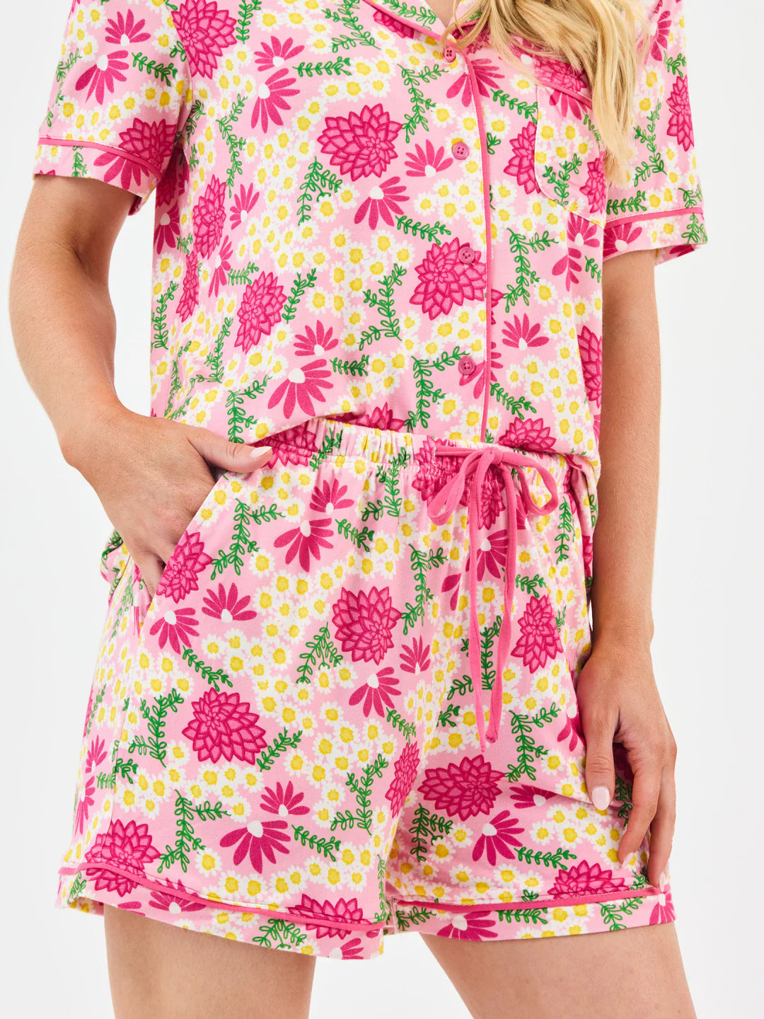 Women's Charlotte Shorts Pajama Set | Daisy Chain Pink