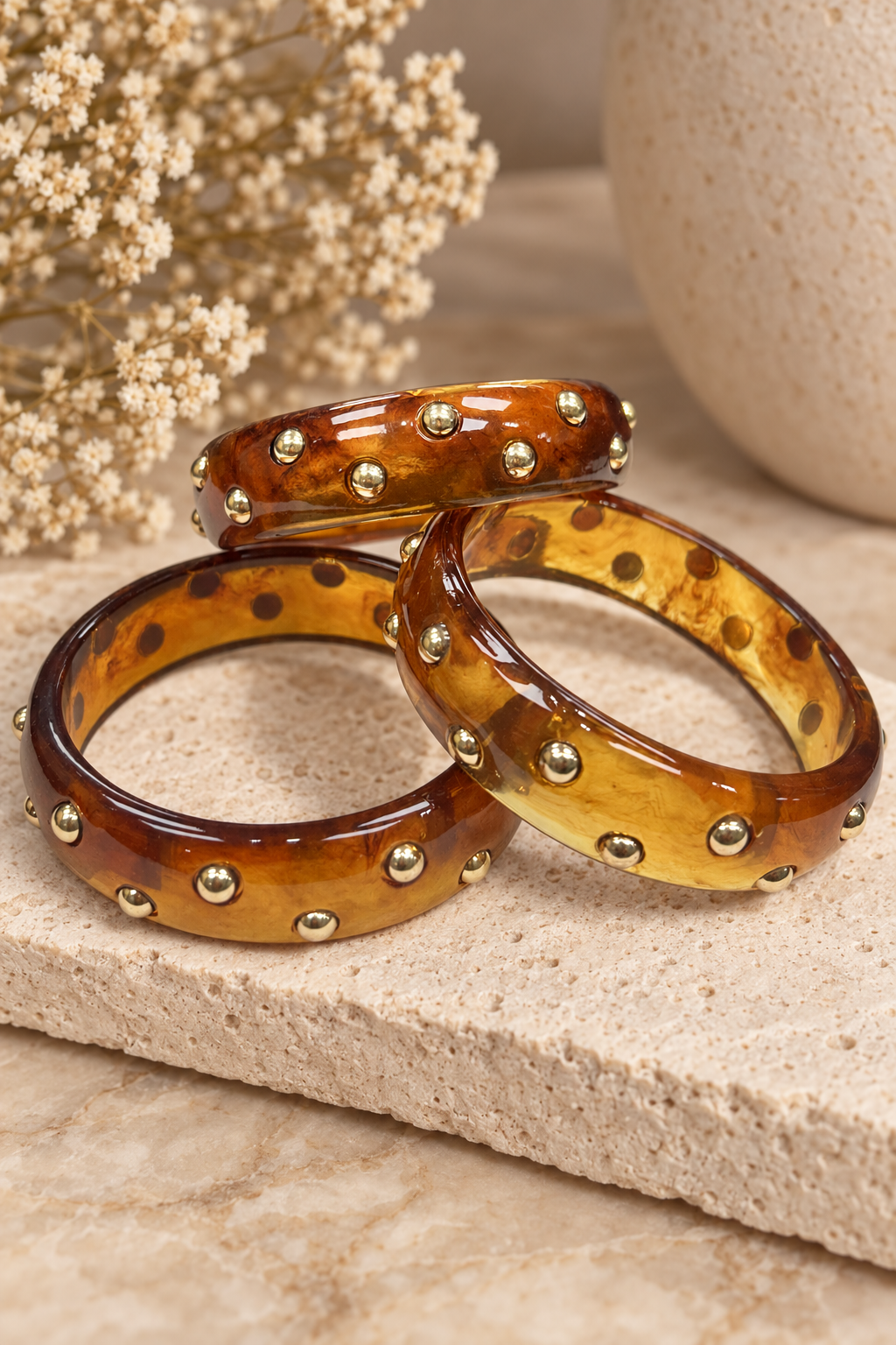 The Golden Hour acrylic ￼ Bangle - Deep Amber With Golf Accent (Sold Separately)