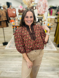 The Miranda blouse - fall floral blouse with ruffle collar